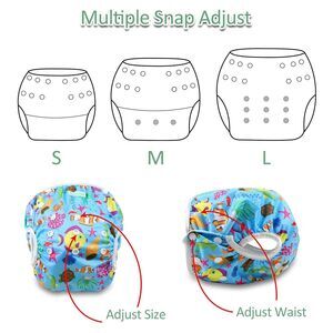 3 Packs Wegreeco Baby & Toddler Snap Large Adjustable Reusable Baby Swim Diaper